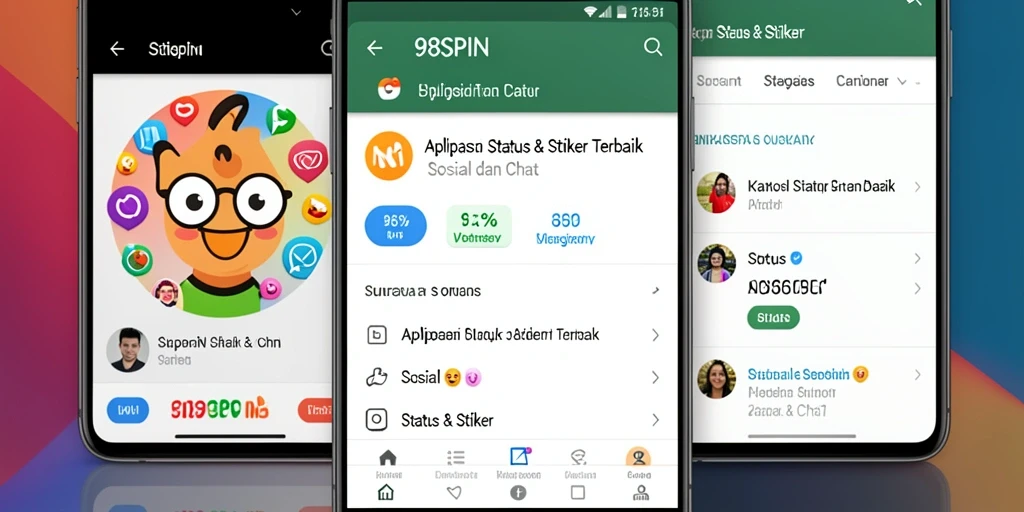 Tampilan stiker menarik di aplikasi 98SPIN.