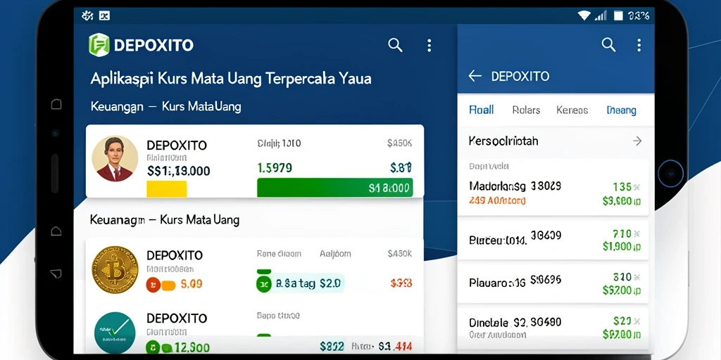 Antarmuka DEPOXITO yang menampilkan konversi kurs mata uang.