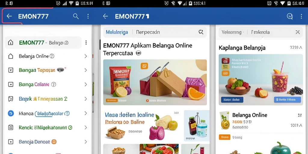Antarmuka EMON777 yang memudahkan belanja online dengan berbagai fitur.