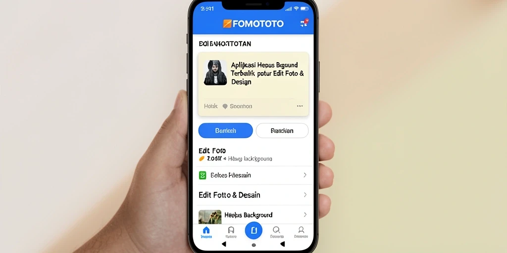 Antarmuka FOMOTOTO menampilkan fitur penghapusan background yang sederhana dan efektif.