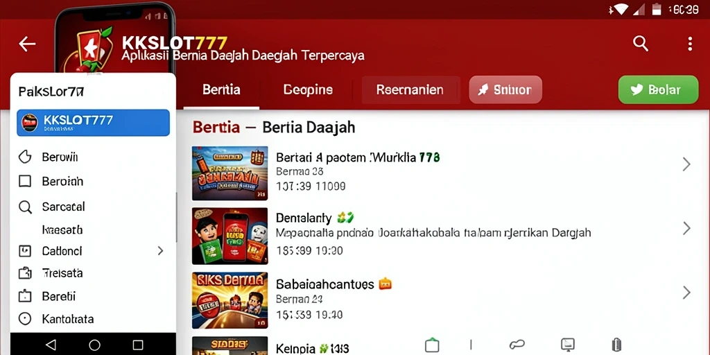 Tampilan antarmuka KKSLOT777 dengan berita daerah terkini.