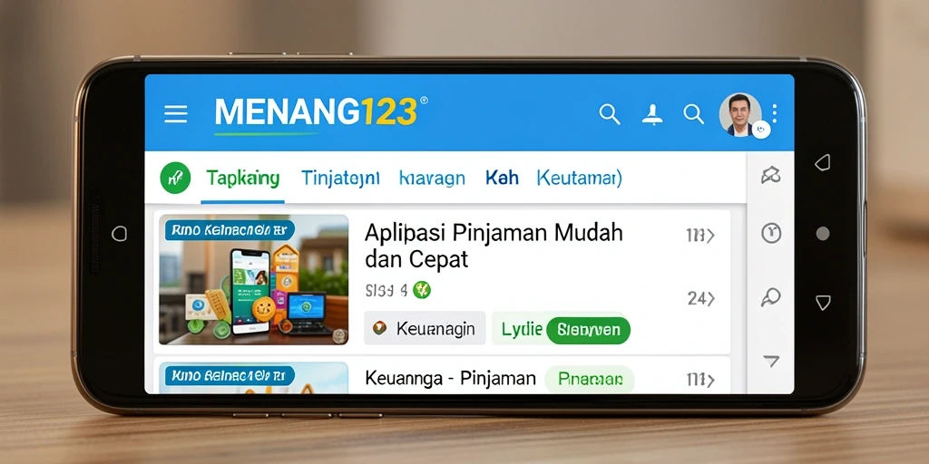 Tampilan antarmuka aplikasi MENANG123 yang mudah digunakan.