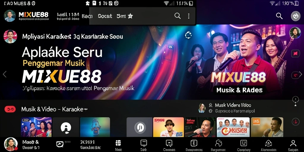 Antarmuka aplikasi MIXUE88 dengan fungsi Karaoke yang interaktif.