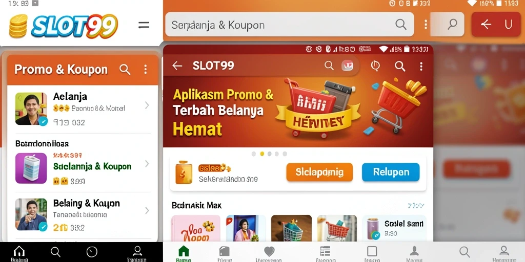 Tampilan antarmuka SLOT99 yang intuitif dan menarik untuk kupon dan promo.